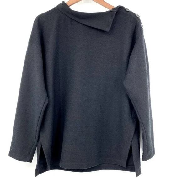 Max Studio Womens Button Shoulder Mock Pullover Sweater XL/Extra Large Black NWT - Picture 3 of 8